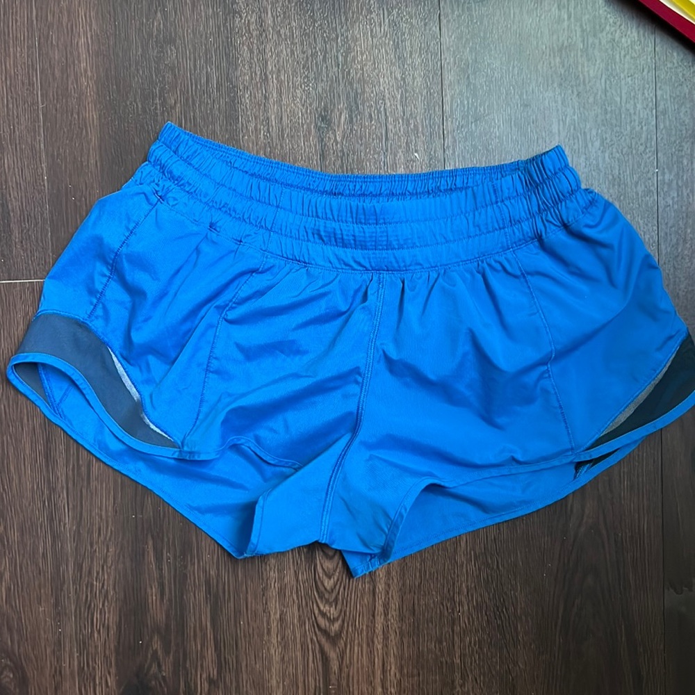 blue Lulu Lemon running shorts